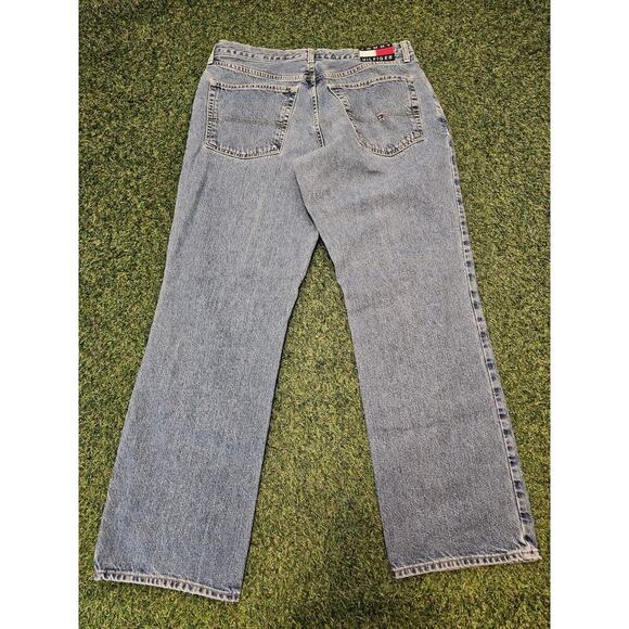VINTAGE Tommy Hilfiger Jeans Mens 36 Light Wash Flag Logo Baggy Skater 90s Y2K - Picture 7 of 8
